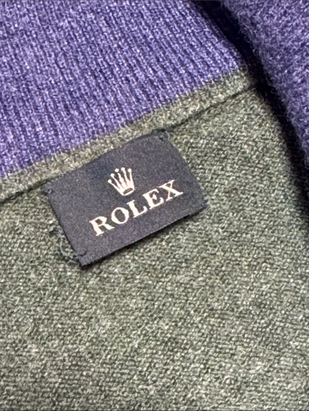 ROLEX Wimbledon VTG Forest Green Full Dual-Zip Cashmere Sweater Made in Italy XL - Picture 2 of 16